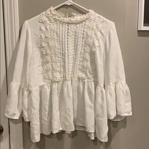 White peplum top with lace